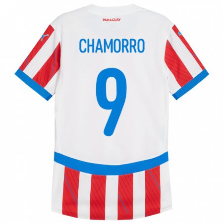 Kandiny Kinder Paraguay Lice Chamorro #9 Weiß Rot Heimtrikot Trikot 24-26 T-Shirt Österreich