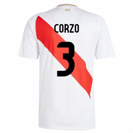 Kandiny Kinderen Peru Aldo Corzo #3 Wit Thuisshirt Thuistenue 24-26 T-Shirt België