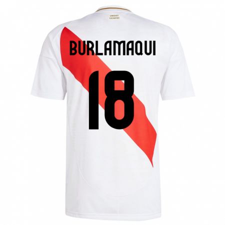 Kandiny Kinder Peru Alessandro Burlamaqui #18 Weiß Heimtrikot Trikot 24-26 T-Shirt Österreich