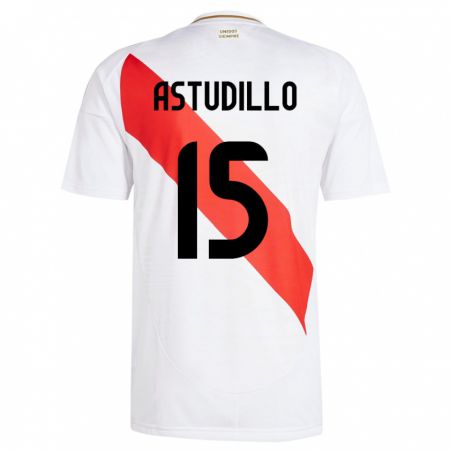 Kandiny Kinderen Peru Julinho Astudillo #15 Wit Thuisshirt Thuistenue 24-26 T-Shirt België