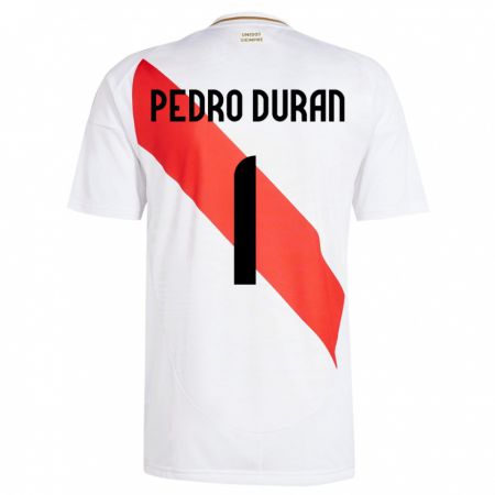 Kandiny Kinderen Peru Juan Pedro Durán #1 Wit Thuisshirt Thuistenue 24-26 T-Shirt