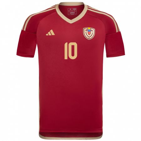 Kandiny Niño Camiseta Venezuela Yerliane Moreno #10 Borgoña 1ª Equipación 24-26 La Camisa México