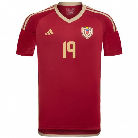 Kandiny Niño Camiseta Venezuela Junior Colina #19 Borgoña 1ª Equipación 24-26 La Camisa México