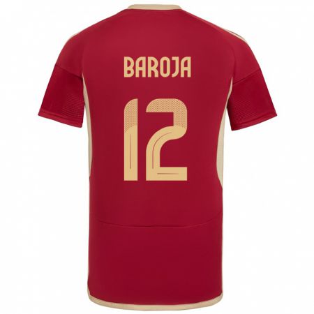 Kandiny Niño Camiseta Venezuela Alain Baroja #12 Borgoña 1ª Equipación 24-26 La Camisa México