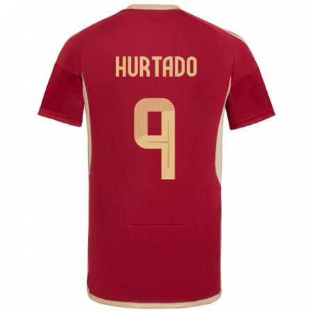 Kandiny Kinderen Venezuela Jan Hurtado #9 Bourgondië Thuisshirt Thuistenue 24-26 T-Shirt