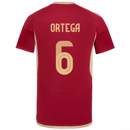 Kandiny Niño Camiseta Venezuela Bryant Ortega #6 Borgoña 1ª Equipación 24-26 La Camisa México