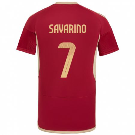 Kandiny Niño Camiseta Venezuela Jefferson Savarino #7 Borgoña 1ª Equipación 24-26 La Camisa México