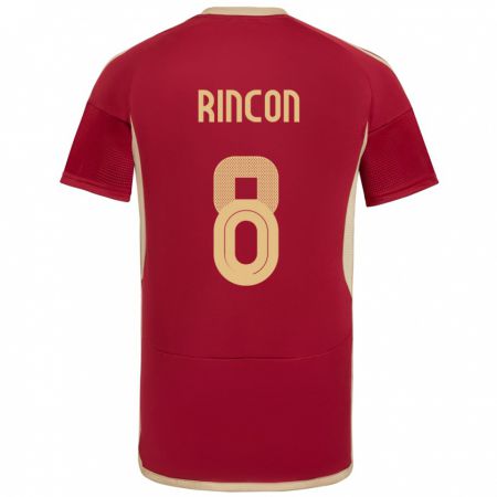 Kandiny Niño Camiseta Venezuela Tomás Rincón #8 Borgoña 1ª Equipación 24-26 La Camisa México