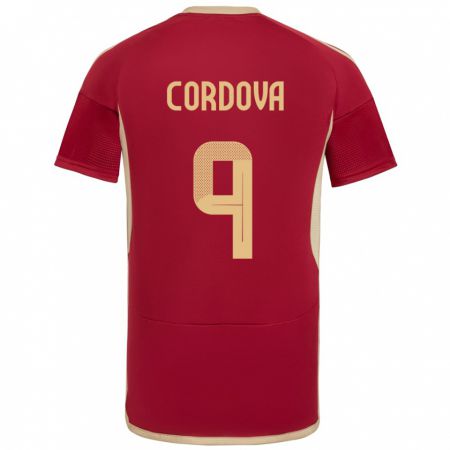 Kandiny Niño Camiseta Venezuela Sergio Córdova #9 Borgoña 1ª Equipación 24-26 La Camisa México