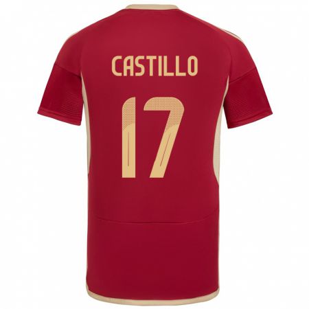 Kandiny Bambino Maglia Venezuela Edson Castillo #17 Borgogna Kit Gara Home 24-26 Maglietta