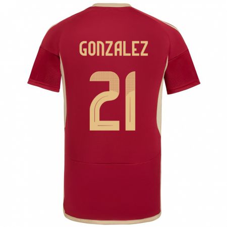 Kandiny Niño Camiseta Venezuela Alexander González #21 Borgoña 1ª Equipación 24-26 La Camisa México