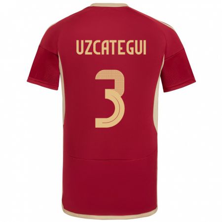 Kandiny Kinderen Venezuela Rafael Uzcátegui #3 Bourgondië Thuisshirt Thuistenue 24-26 T-Shirt België