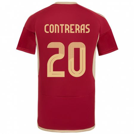 Kandiny Niño Camiseta Venezuela Anderson Contreras #20 Borgoña 1ª Equipación 24-26 La Camisa México