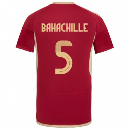 Kandiny Niño Camiseta Venezuela Abraham Bahachille #5 Borgoña 1ª Equipación 24-26 La Camisa México