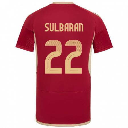 Kandiny Niño Camiseta Venezuela Manuel Sulbarán #22 Borgoña 1ª Equipación 24-26 La Camisa México