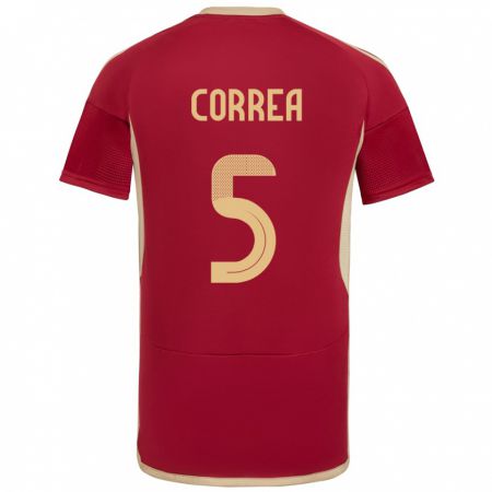 Kandiny Niño Camiseta Venezuela José Correa #5 Borgoña 1ª Equipación 24-26 La Camisa México