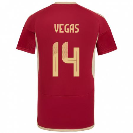 Kandiny Niño Camiseta Venezuela Miguel Vegas #14 Borgoña 1ª Equipación 24-26 La Camisa México