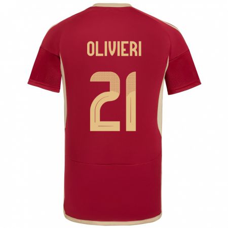 Kandiny Niño Camiseta Venezuela Bárbara Olivieri #21 Borgoña 1ª Equipación 24-26 La Camisa México