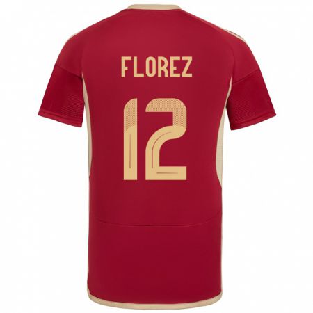 Kandiny Niño Camiseta Venezuela Génesis Flórez #12 Borgoña 1ª Equipación 24-26 La Camisa México