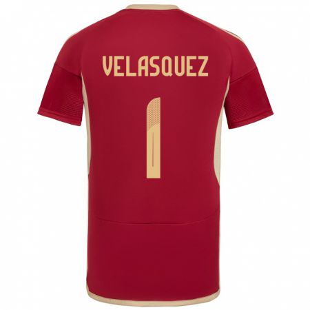 Kandiny Niño Camiseta Venezuela Yessica Velásquez #1 Borgoña 1ª Equipación 24-26 La Camisa México