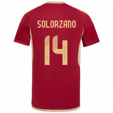 Kandiny Niño Camiseta Venezuela Fabiola Solórzano #14 Borgoña 1ª Equipación 24-26 La Camisa México