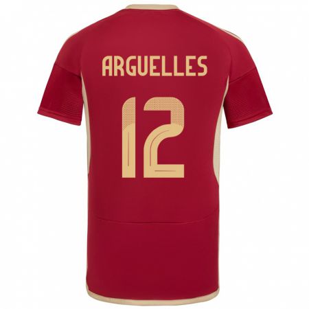 Kandiny Niño Camiseta Venezuela Wilmary Argüelles #12 Borgoña 1ª Equipación 24-26 La Camisa México