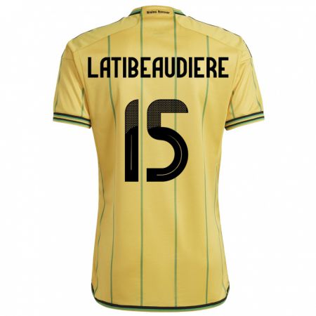 Kandiny Bambino Maglia Giamaica Joel Latibeaudiere #15 Giallo Kit Gara Home 24-26 Maglietta