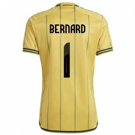 Kandiny Bambino Maglia Giamaica Akeem Bernard #1 Giallo Kit Gara Home 24-26 Maglietta