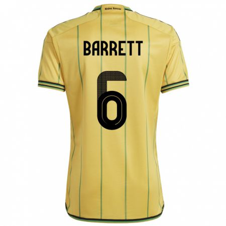 Kandiny Bambino Maglia Giamaica Ronaldo Barrett #6 Giallo Kit Gara Home 24-26 Maglietta