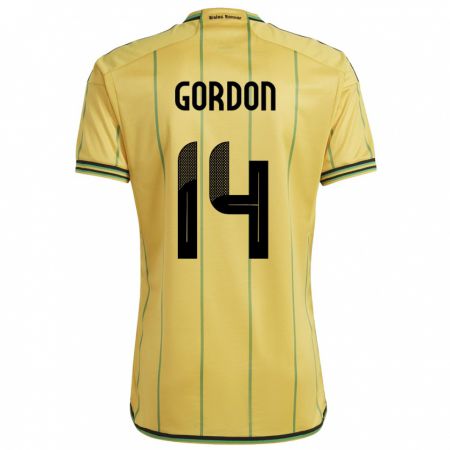 KandinyキッズジャマイカAshton Gordon#14黄ホームシャツ24-26ジャージーユニフォーム