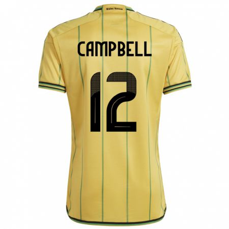 Kandiny Bambino Maglia Giamaica Sashana Campbell #12 Giallo Kit Gara Home 24-26 Maglietta