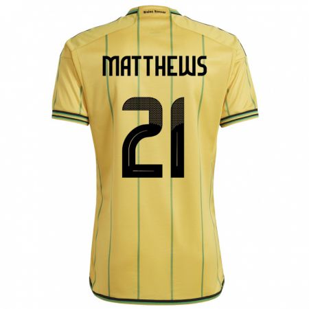 Kandiny Kinderen Jamaica Cheyna Matthews #21 Geel Thuisshirt Thuistenue 24-26 T-Shirt België