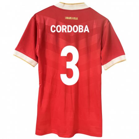 Kandiny Kinderen Panama José Córdoba #3 Rood Thuisshirt Thuistenue 24-26 T-Shirt België