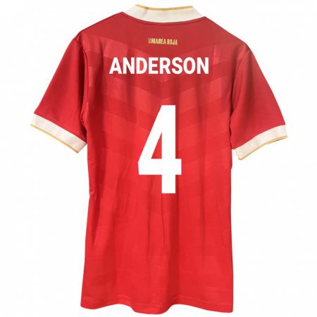 Kandiny Kinderen Panama Eduardo Anderson #4 Rood Thuisshirt Thuistenue 24-26 T-Shirt