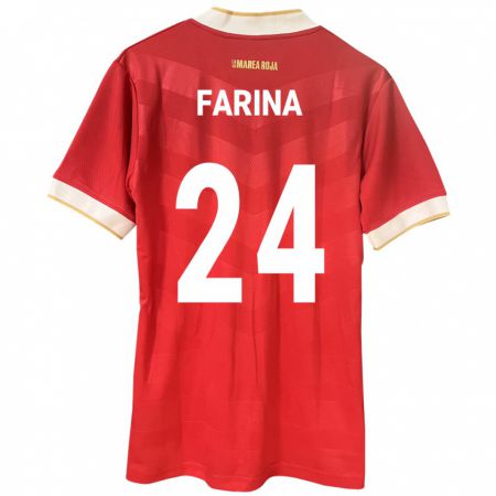 Kandiny Bambino Maglia Panamá Edgardo Fariña #24 Rosso Kit Gara Home 24-26 Maglietta