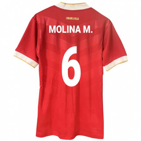 KandinyキッズパナマMariana Molina#6赤ホームシャツ24-26ジャージーユニフォーム