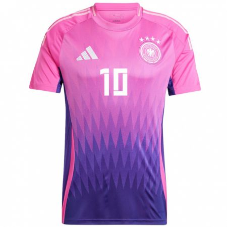 Kandiny Niño Camiseta Alemania Muhammed Damar #10 Rosado Morado 2ª Equipación 24-26 La Camisa