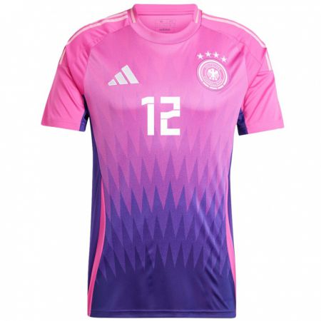 Kandiny Bambino Maglia Germania Christian Fruchtl #12 Rosa Viola Kit Gara Away 24-26 Maglietta