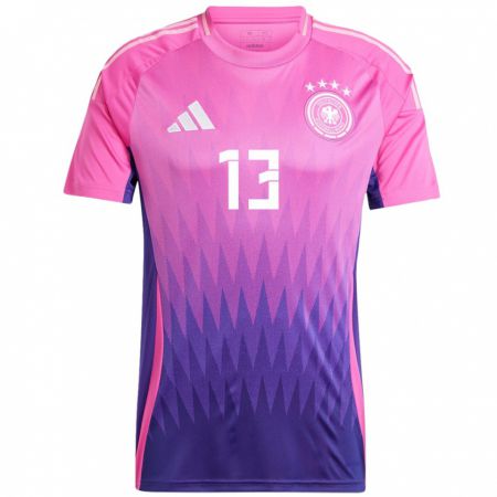 Kandiny Bambino Maglia Germania Yannik Keitel #13 Rosa Viola Kit Gara Away 24-26 Maglietta