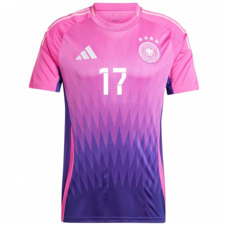 Kandiny Niño Camiseta Alemania Florian Wirtz #17 Rosado Morado 2ª Equipación 24-26 La Camisa