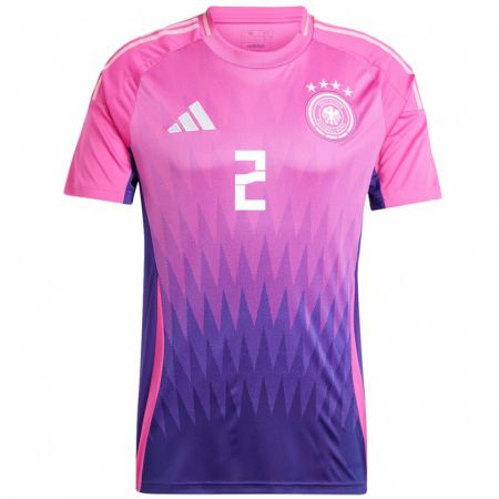 Kandiny Bambino Maglia Germania Kilian Fischer #2 Rosa Viola Kit Gara Away 24-26 Maglietta