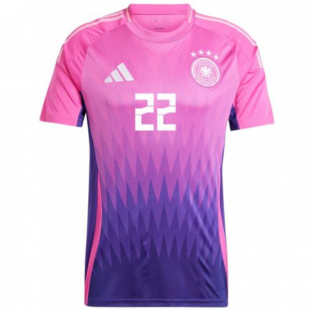 Kandiny Bambino Maglia Germania Luca Netz #22 Rosa Viola Kit Gara Away 24-26 Maglietta