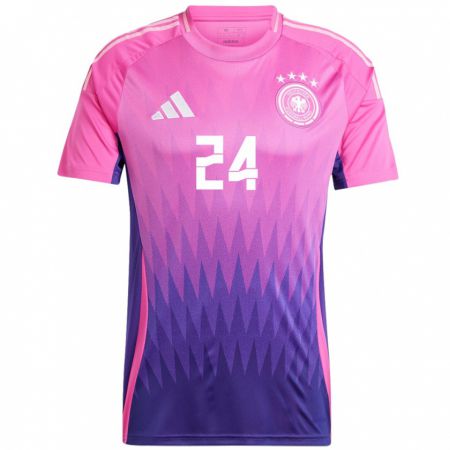 Kandiny Niño Camiseta Alemania Frederik Jakel #24 Rosado Morado 2ª Equipación 24-26 La Camisa