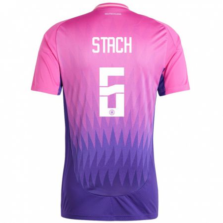 Kandiny Kinder Deutschland Anton Stach #6 Pink Lila Auswärtstrikot Trikot 24-26 T-Shirt Österreich