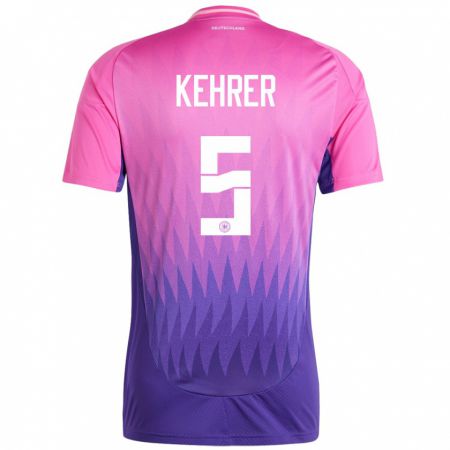 Kandiny Bambino Maglia Germania Thilo Kehrer #5 Rosa Viola Kit Gara Away 24-26 Maglietta