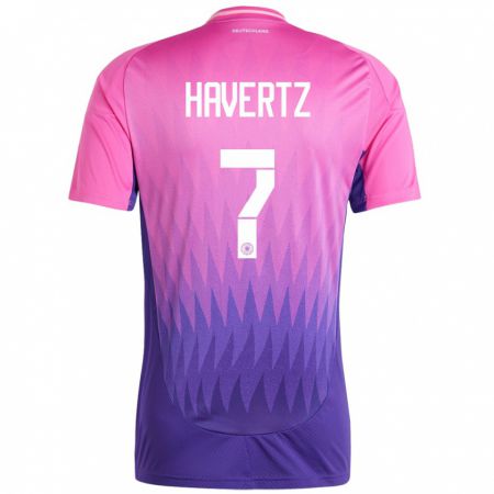 Kandiny Kinder Deutschland Kai Havertz #7 Pink Lila Auswärtstrikot Trikot 24-26 T-Shirt Österreich