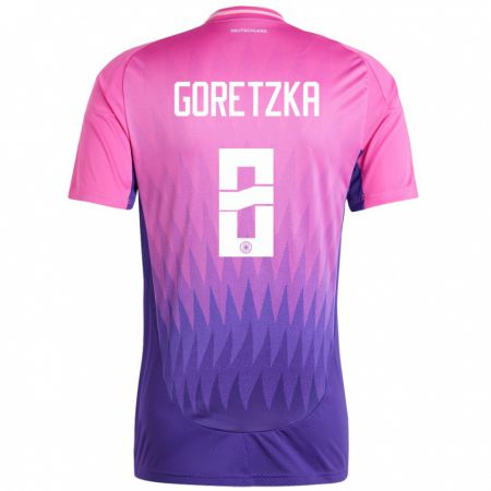 Kandiny Bambino Maglia Germania Leon Goretzka #8 Rosa Viola Kit Gara Away 24-26 Maglietta