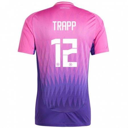 Kandiny Bambino Maglia Germania Kevin Trapp #12 Rosa Viola Kit Gara Away 24-26 Maglietta