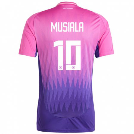 Kandiny Bambino Maglia Germania Jamal Musiala #10 Rosa Viola Kit Gara Away 24-26 Maglietta