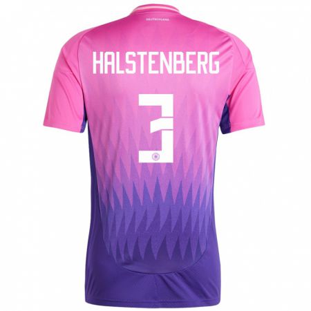 Kandiny Bambino Maglia Germania Marcel Halstenberg #3 Rosa Viola Kit Gara Away 24-26 Maglietta